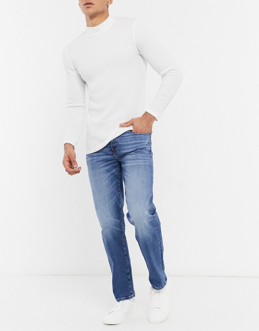 American Eagle - Originele rechte jeans in vintage mid wash-Blauw