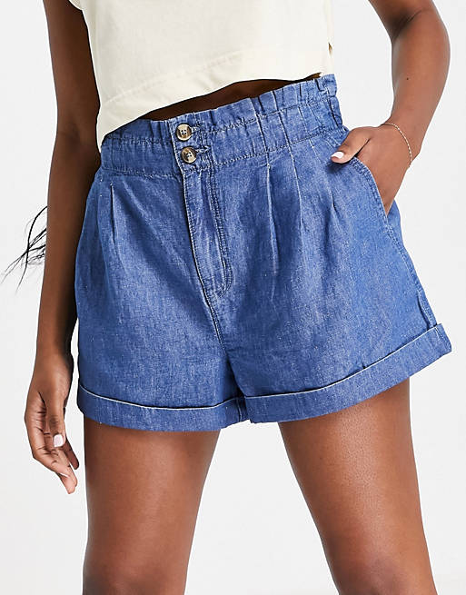 American Eagle pleated waist shorts in blue