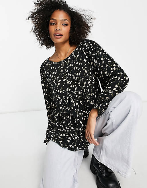 American Eagle printed floral tunic in black