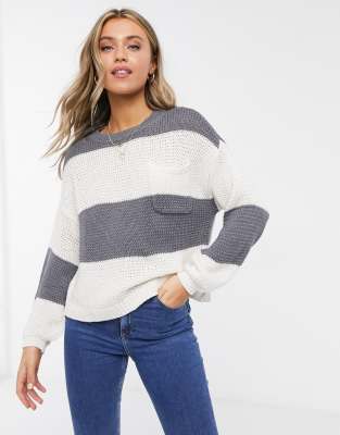 grey striped jumper
