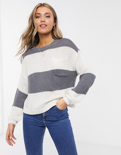 American Eagle relaxed jumper in grey stripe