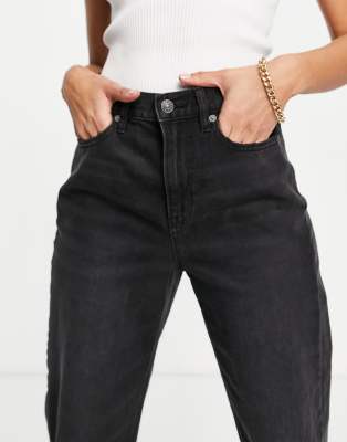 American Eagle relaxed mom jeans with ripped knees in washed black