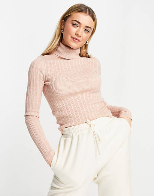 American Eagle ribbed long sleeve turtleneck in blush