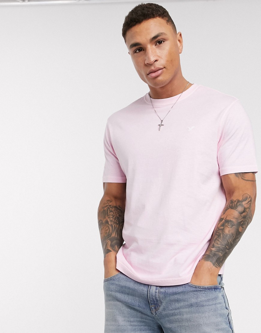 American Eagle – Rosa t-shirt med rund halsringning och örnlogga