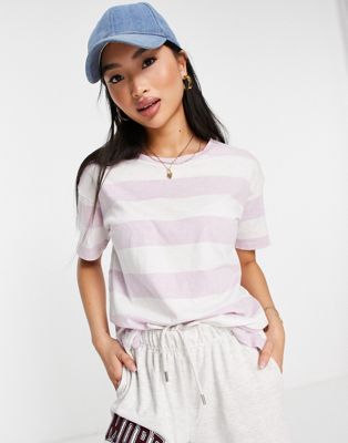 American Eagle short sleeve crew neck stripe t-shirt in lilac
