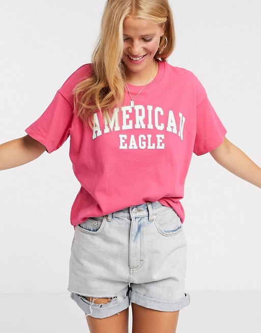 American Eagle short sleeve tee in fuchsia pink