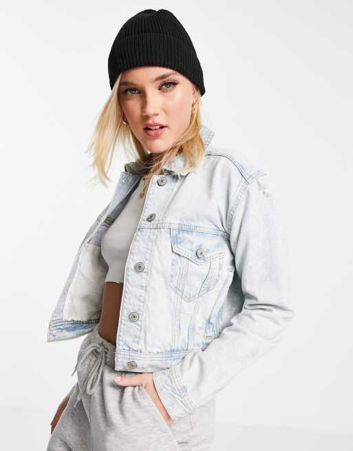 American Eagle shunken denim jacket in blue ASOS