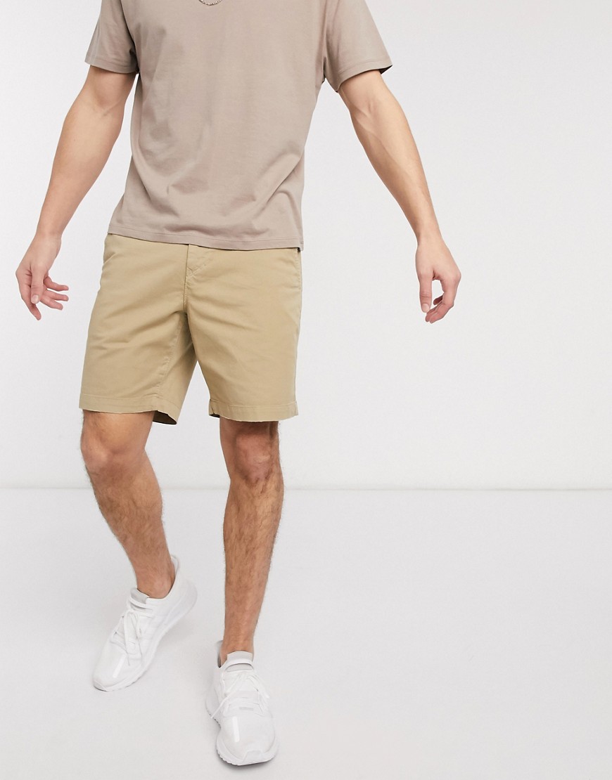 American Eagle slim fit flat front chino shorts in khaki-Beige