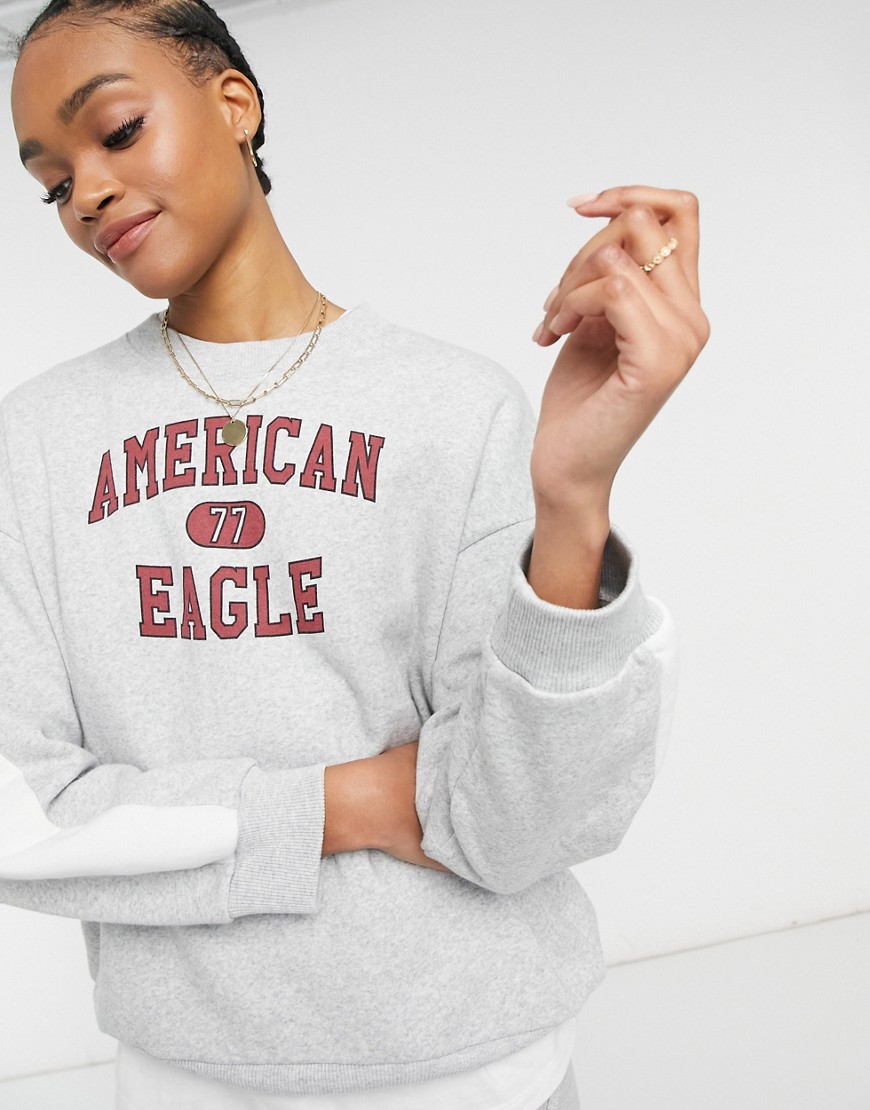 American Eagle - Sweater met logo in grijs