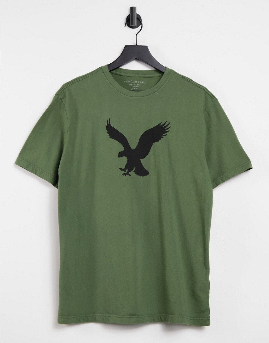 American Eagle - T-shirt met groot adelaarslogo in olijfgroen