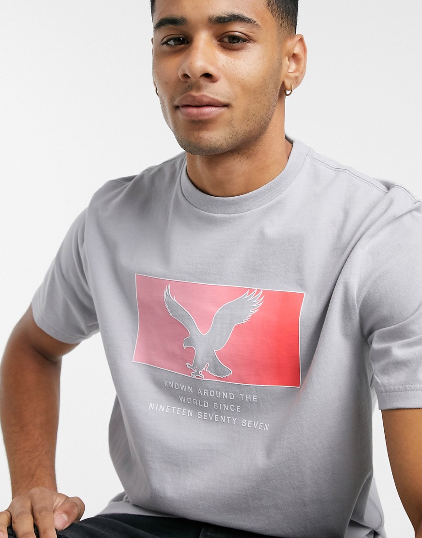 American Eagle - T-shirt met groot logo in grijs