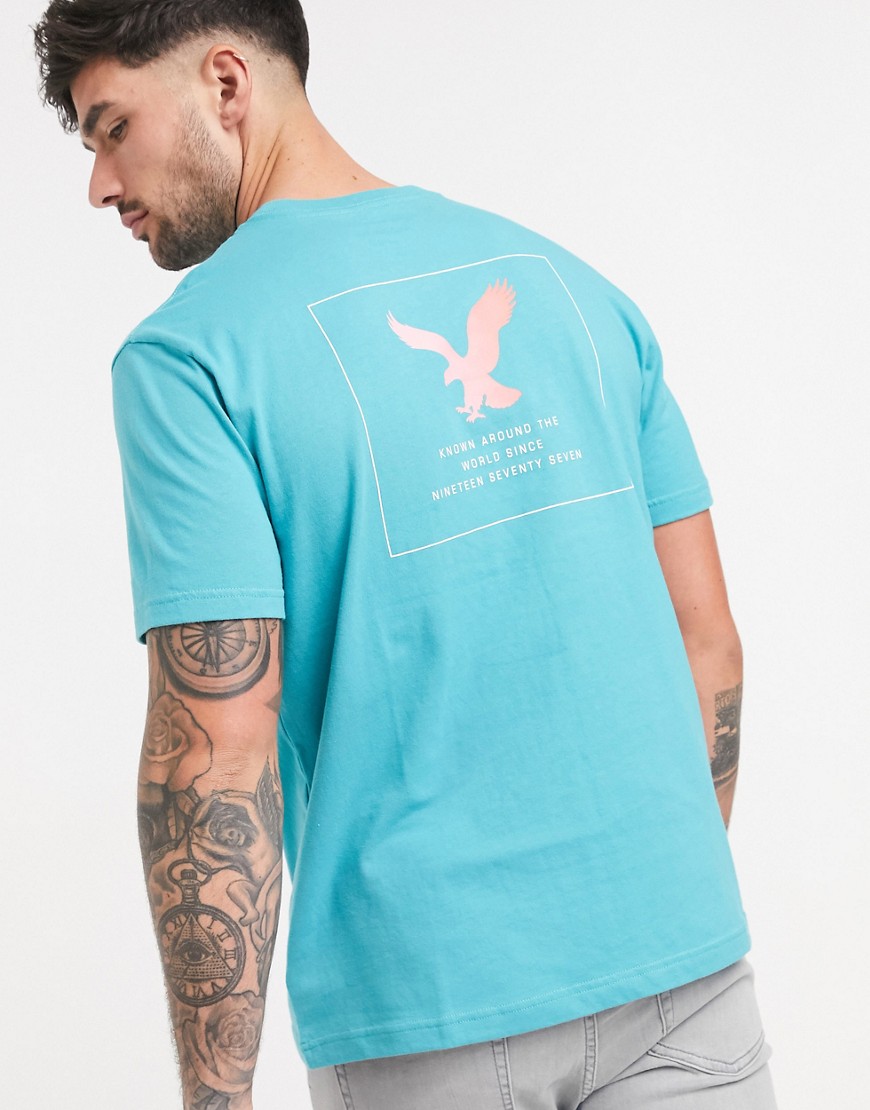 American Eagle - T-shirt met klein adelaarlogo in blauw