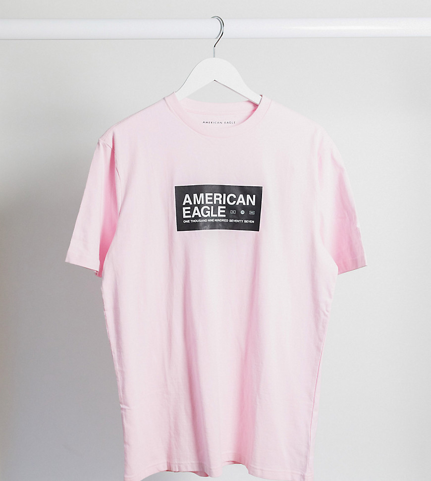 American Eagle Tall chest logo and back photo print t-shirt in light pink