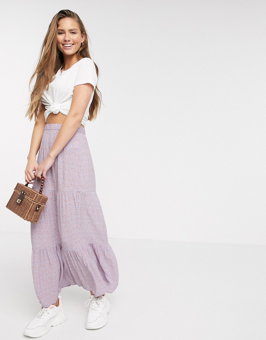 American Eagle tiered floral maxi skirt in lilac-Purple