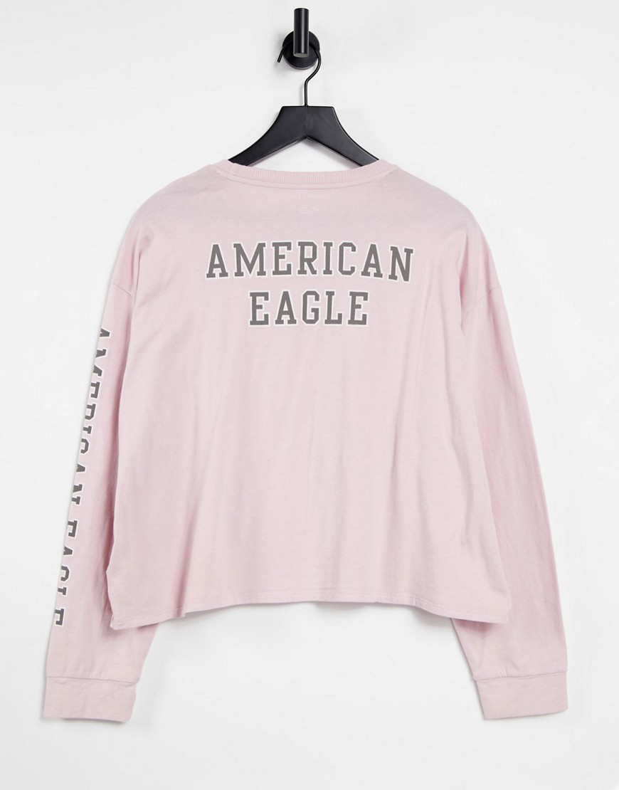 American Eagle - Top met lange mouwen en logo in paars