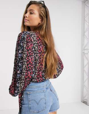 floral wrap shirt