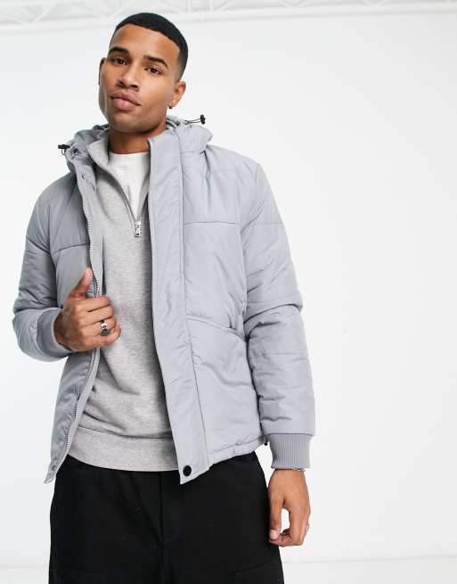 American Stich nylon puffer in gray | ASOS