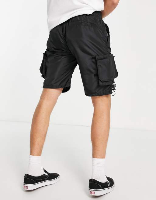 ASOS DESIGN oversized basketball shorts in black sporty mesh