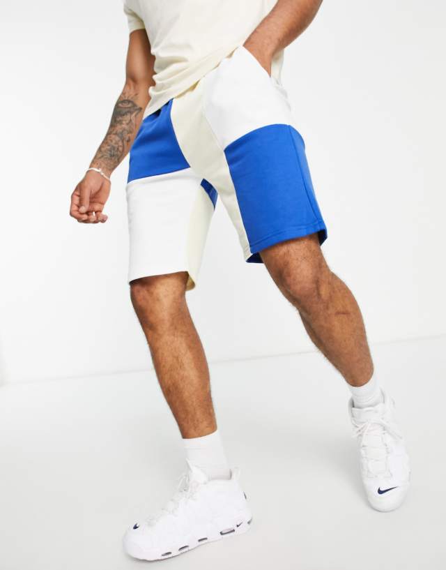 American Stitch - co-ord colourblock shorts in khaki & navy