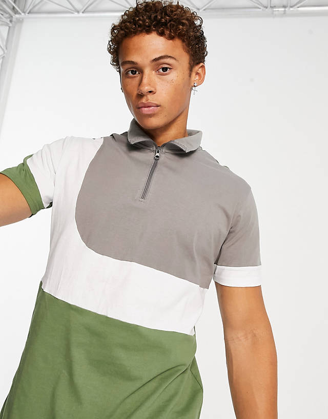 American Stitch - half zip polo shirt in green