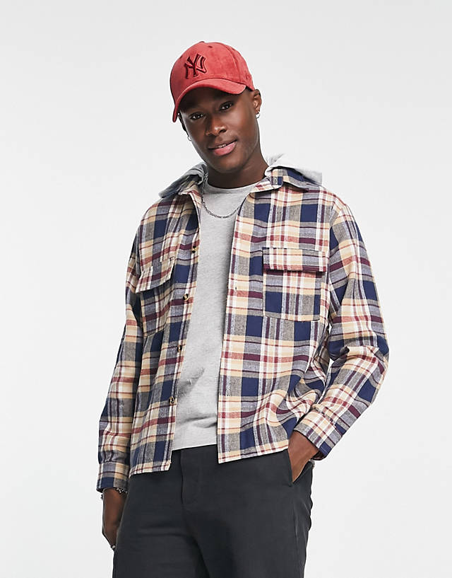 American Stitch - hooded check shirt in multi