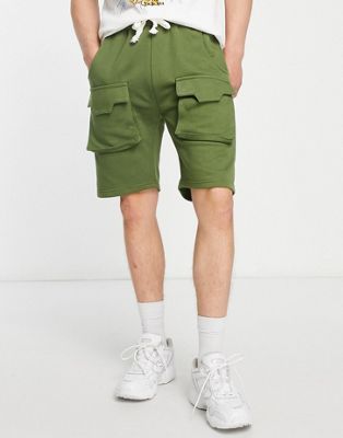 jersey shorts in khaki-Green