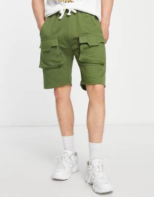 jersey shorts in khaki-Green