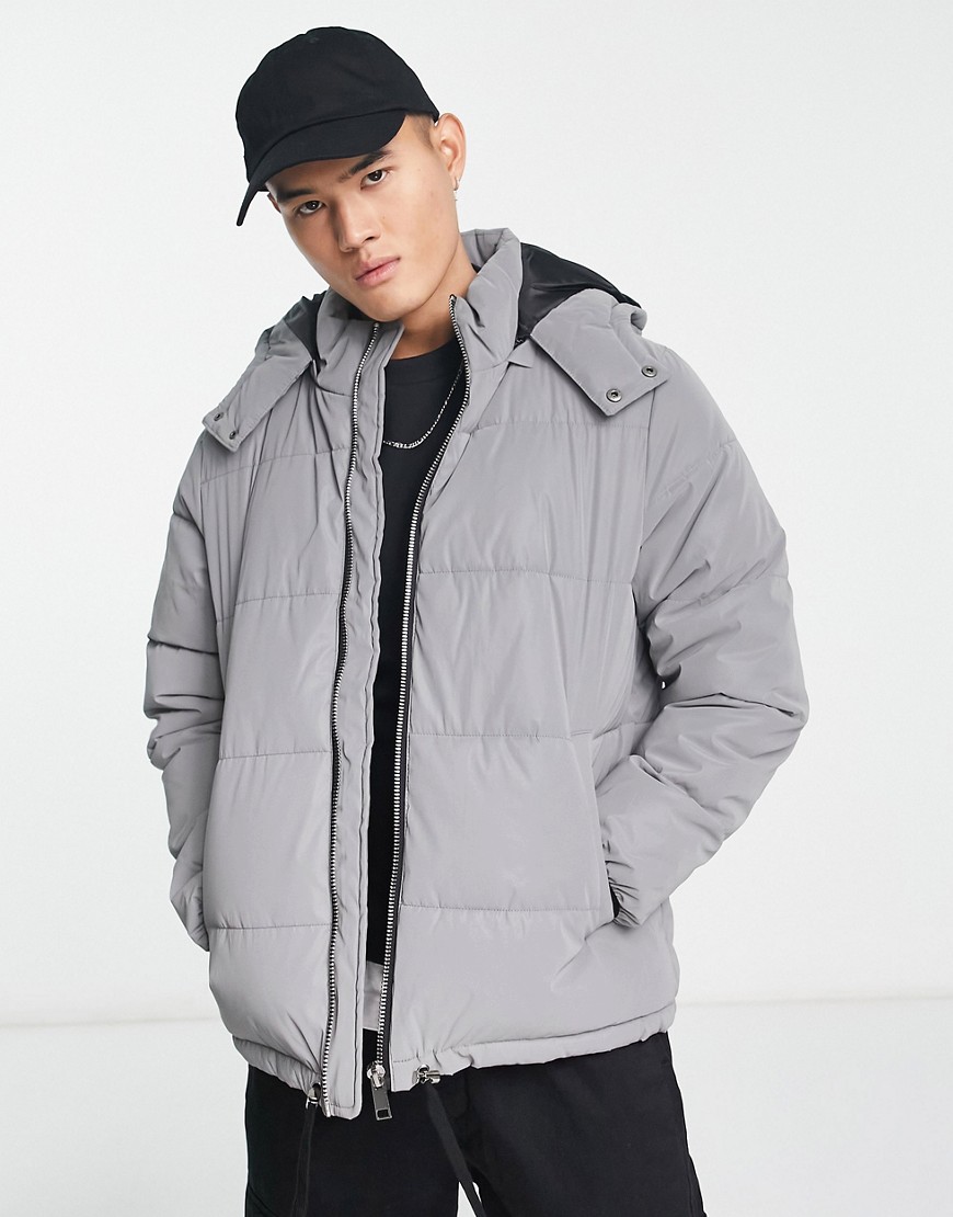 nylon puffer jacket in gray-Multi