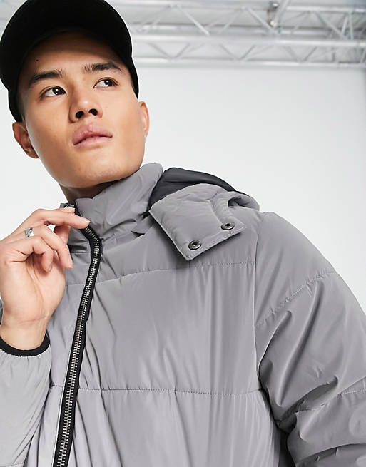 American Stitch nylon puffer jacket in gray