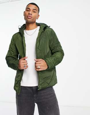 American Stitch Quilted Jacket In Khaki-green