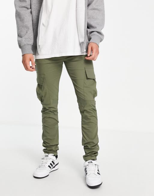 American Stitch – Schmal geschnittene Cargohose in Khaki