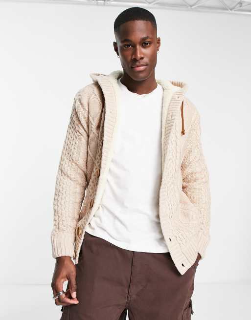 American Stitch – Strickpullover in Cremeweiß mit Kapuze