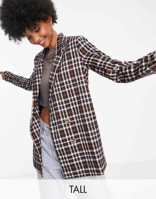 Americana a cuadros negros de doble botonadura de Urban Threads Tall (parte de un conjunto)