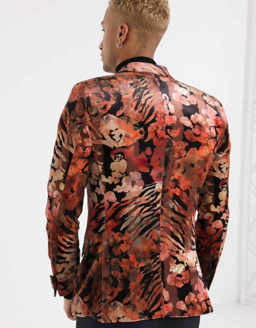  Chaqueta de terciopelo con estampado de leopardo para