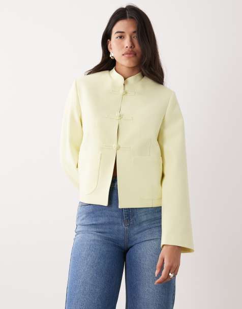 Americana amarilla de corte cuadrado cómodo con cuello mao de ASOS DESIGN - view 1