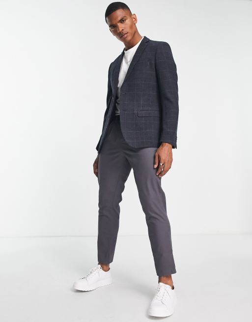 Americana azul marino a cuadros de tweed de French Connection, 4 de 4
