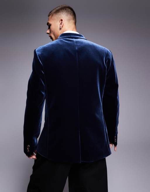  Americana azul marino de corte slim de terciopelo de ASOS DESIGN, 2 de 5