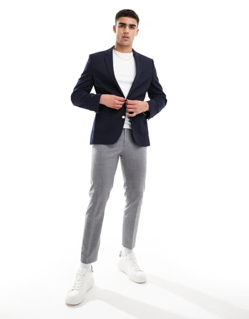 Americana azul marino entallada con botones dorados de ASOS DESIGN, 3 de 5