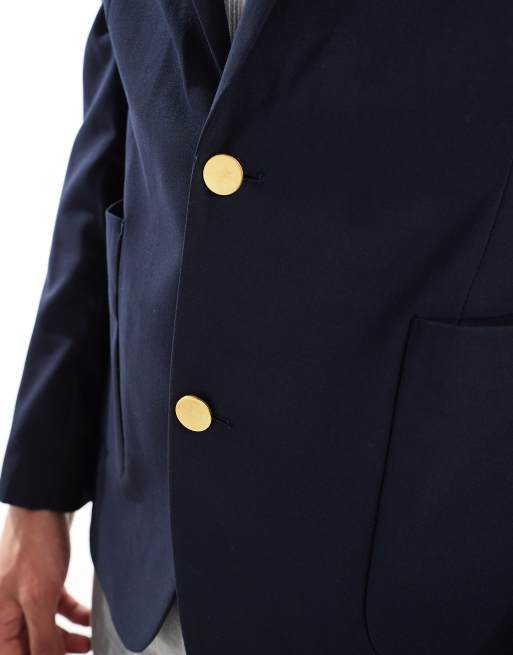 Americana azul marino entallada con botones dorados de ASOS DESIGN, 5 de 5