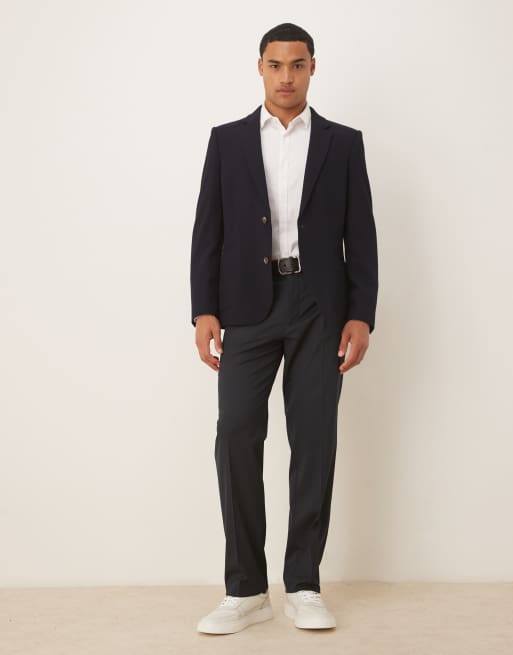 Americana azul marino entallada de tejido microtexturizado de ASOS DESIGN, 2 de 5