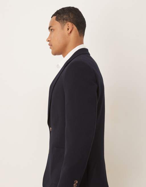 Americana azul marino entallada de tejido microtexturizado de ASOS DESIGN, 4 de 5