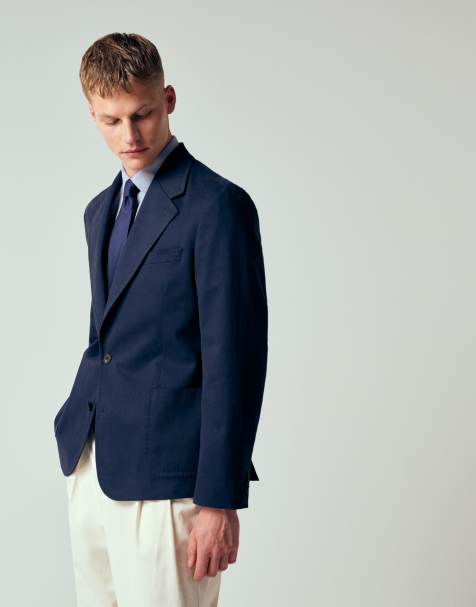 Americana azul marino holgada de sarga de algodón de ASOS DESIGN - view 1