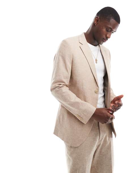 Americana beis de corte slim de mezcla de lino de Jack & Jones Premium - view 1