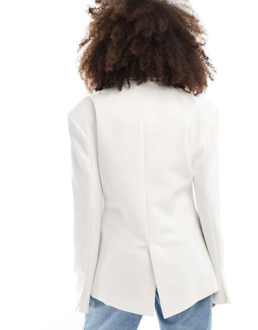 Americana blanco marfil asimétrica con quiebre de solapa alto de ASOS DESIGN, 4 de 4