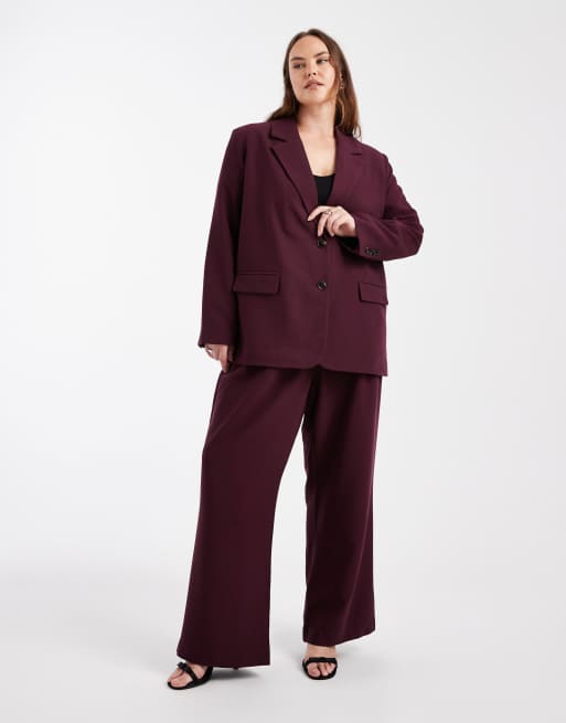 Americana burdeos extragrande de Vero Moda Curve (parte de un conjunto), 2 de 4
