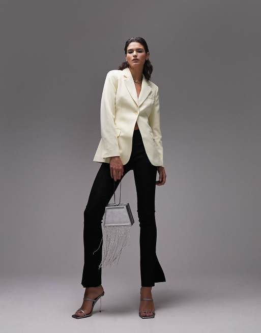 Americana color mantequilla entallada de botonadura simple de Topshop