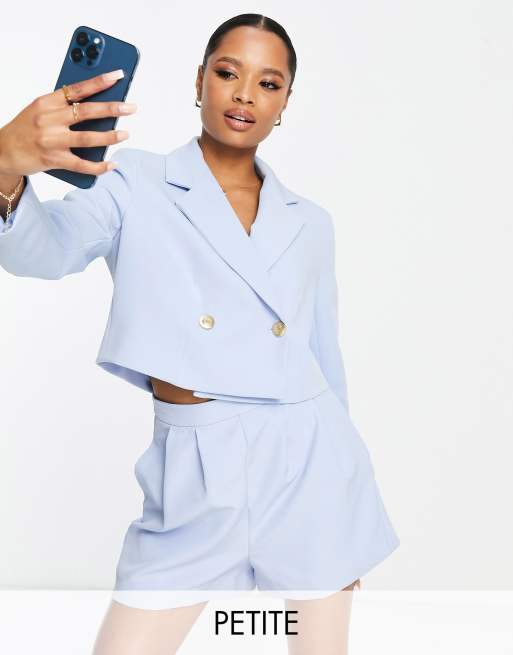 Americana corta azul de corte sartorial de New Look Petite (parte de un conjunto)