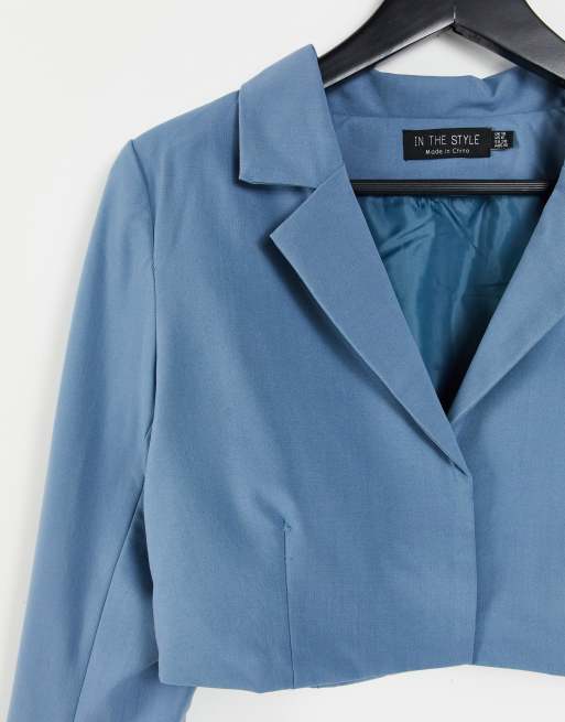 Americana corta azul de In The Style x Yasmine Chanel (parte de un conjunto), 4 de 4