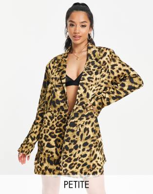 Americana de corte cuadrado con de leopardo de Petite (parte de conjunto) | ASOS