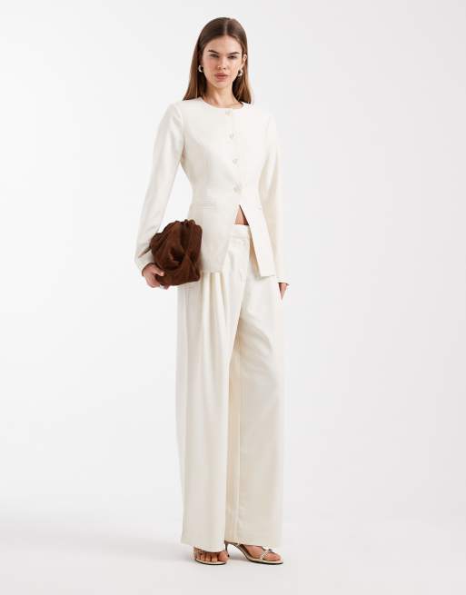 Americana de sastre color crema entallada sin solapas de Vero Moda (parte de un conjunto), 2 de 4